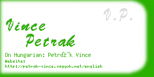 vince petrak business card